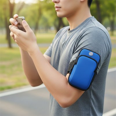 brassard telephone zippe bleu