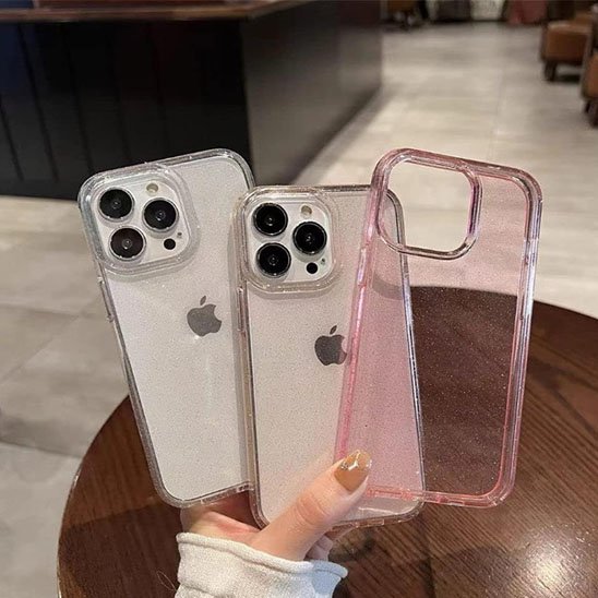 coque transparente a paillettes