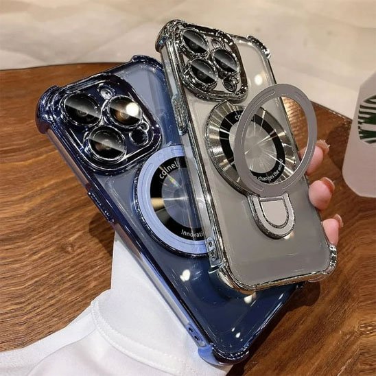 Coque transparente anneaux rotatifs