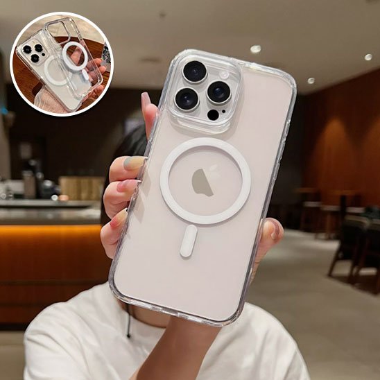 coque transparente cercle magnetique au dos
