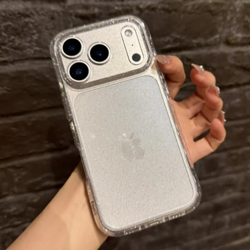 coque transparente claire a paillettes sur iphone