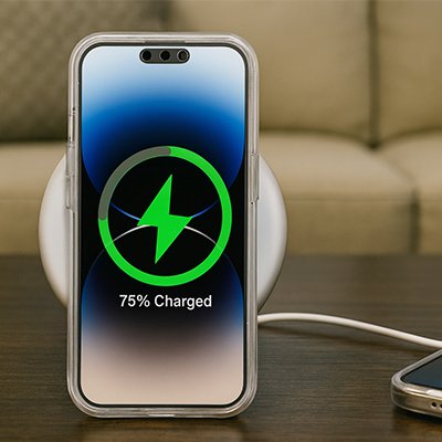 coque transparente corps complet sur station de charge