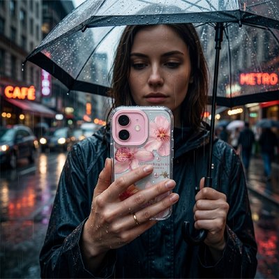 coque transparente femme selfie