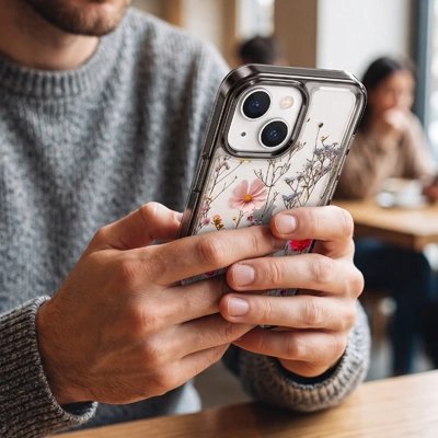 coque transparente fleurs intégrees