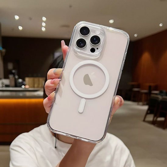 coque transparente iphone avec cercle magnetique