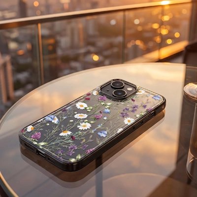 coque transparente motifs floraux integres
