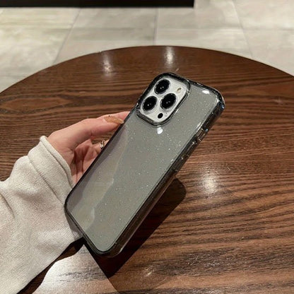 coque transparente noire a paillettes