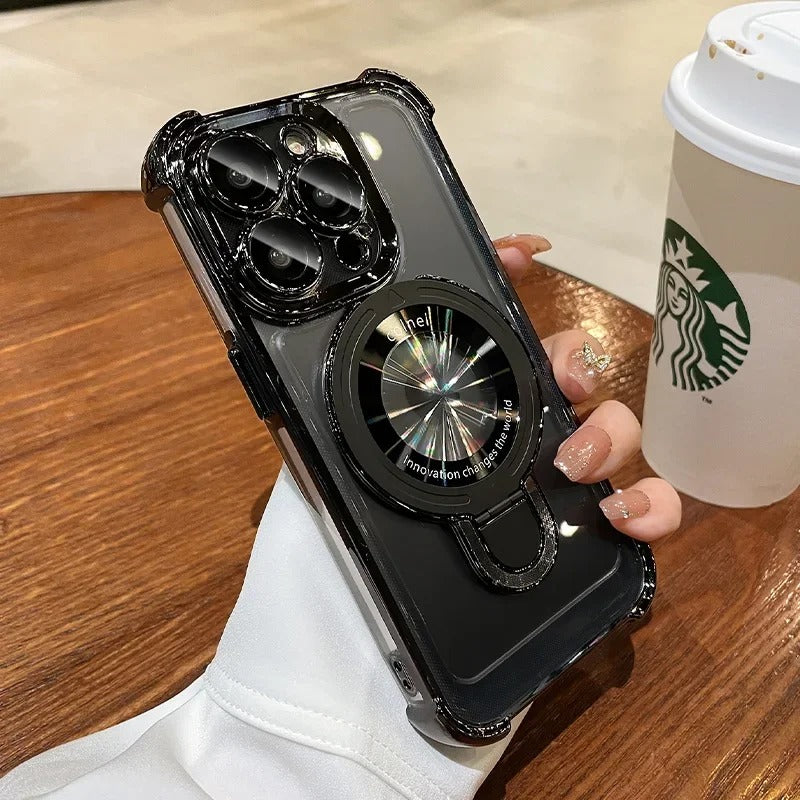 coque transparente noire anneau rotatif