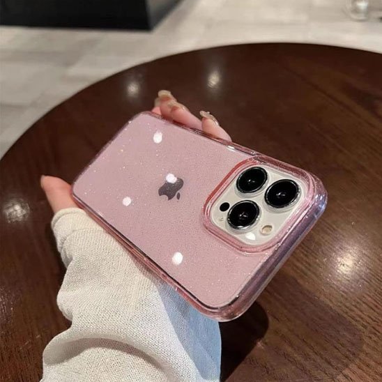 coque transparente rose a paillettes