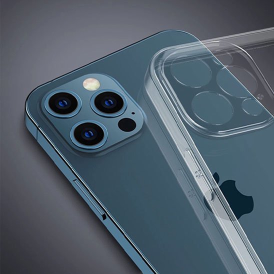 coque transparente silicone et iphone bleu