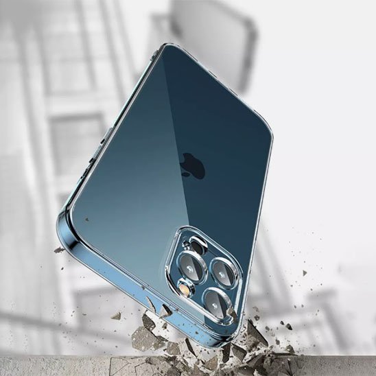 coque transparente silicone sur iphone bleu