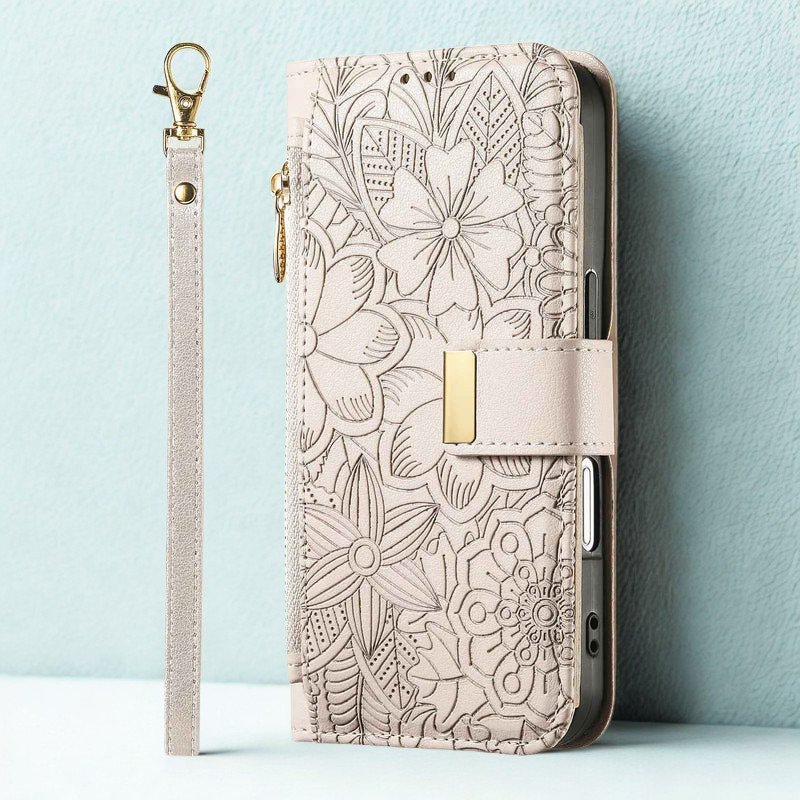 etui telephone gris clair sangle courte vertical