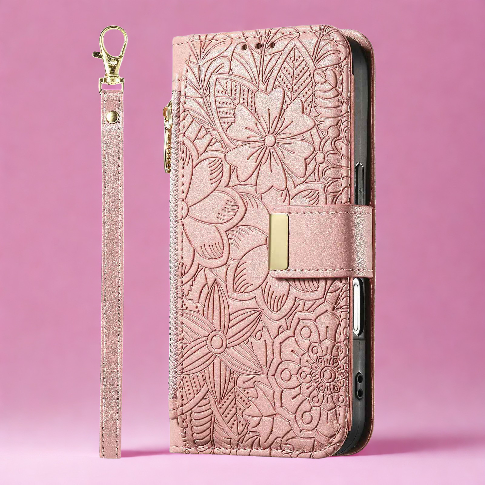etui telephone rose sangle courte vertical