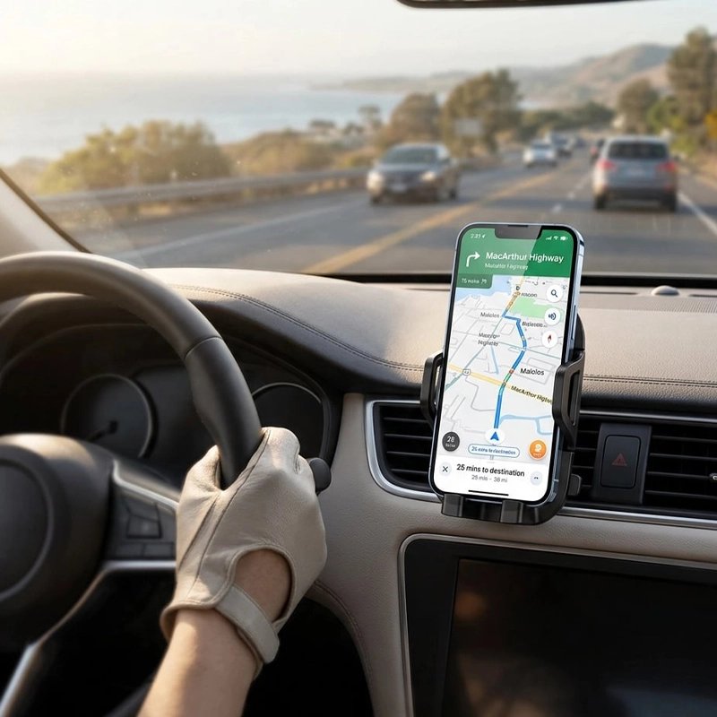 Support téléphone voiture noir clippage universel