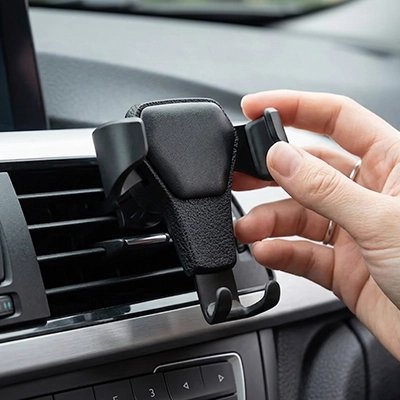 support telephone voiture noir pinces laterales
