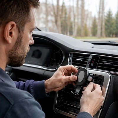 support téléphone voiture pivotant serrage automatique