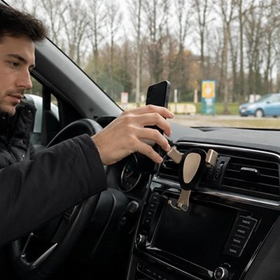 support téléphone voiture serrage pivotant automatique
